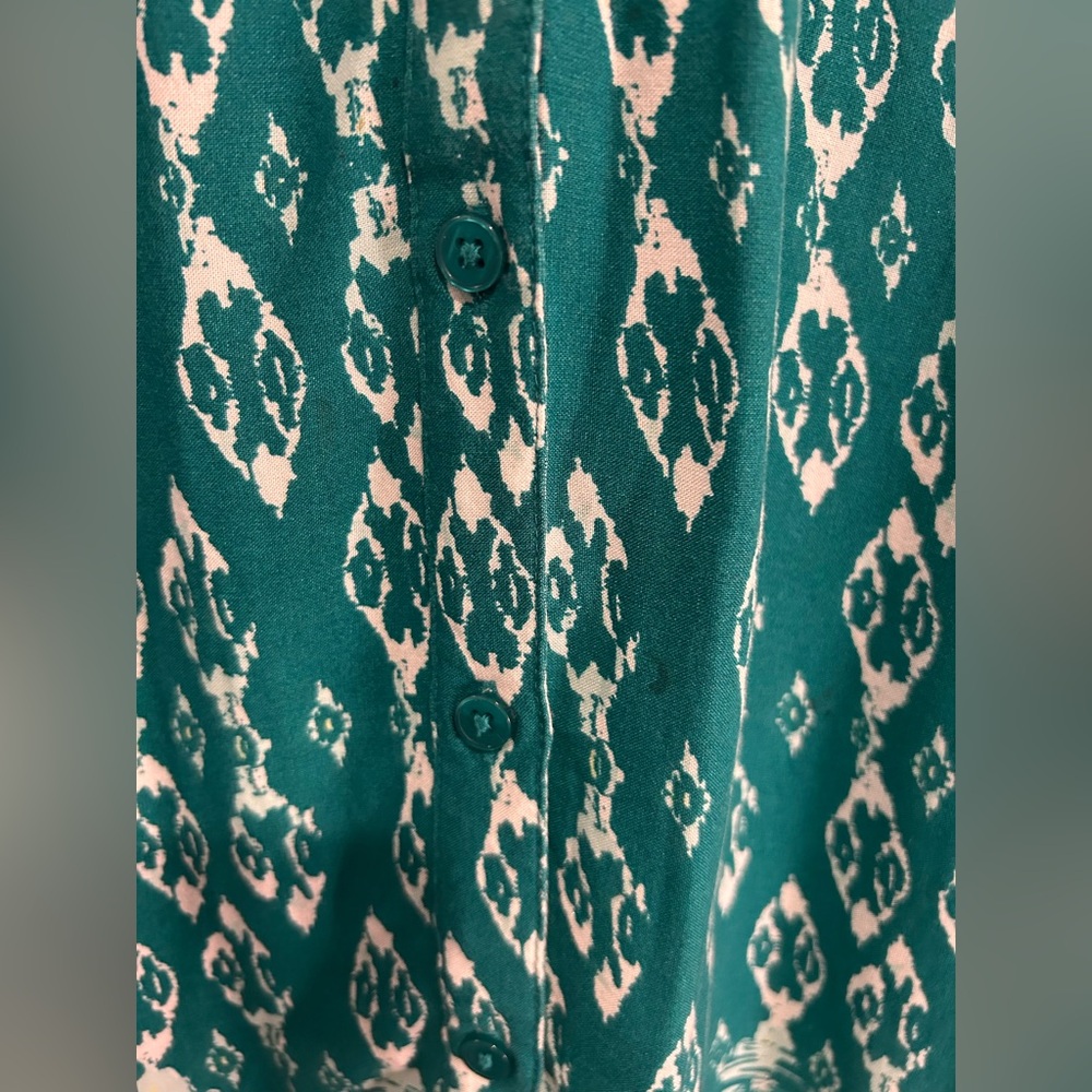🔥 Gorgeous New Directions Teal and White Long Blouse size XL - Picture 5 of 12